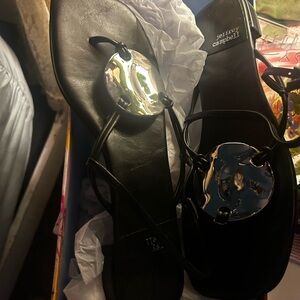 Jeffrey Campbell Black Sandals with Metallic Accents